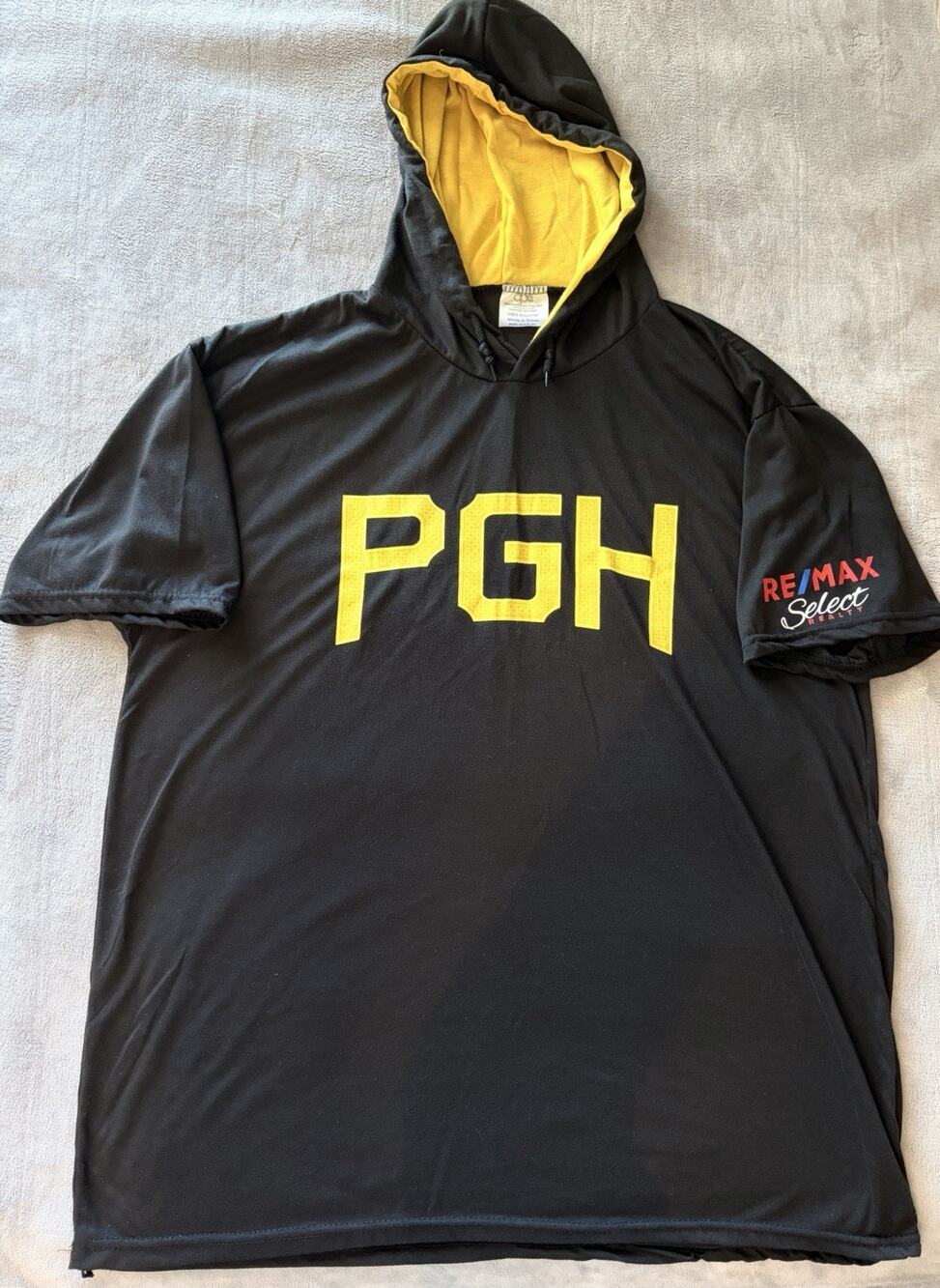 Pittsburgh PGH Short Sleeve Hoodie Mens XL Black Yellow Lightweight SGA